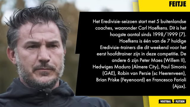 Het Eredivisie-seizoen start met 5 buitenlandse coaches, waaronder Carl Hoefkens.