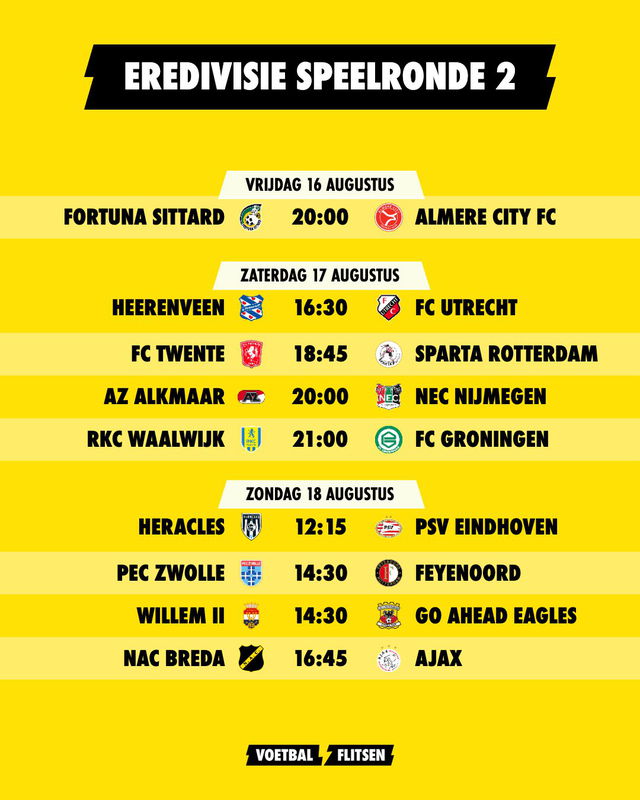 programma eredivisie speelronde 2 