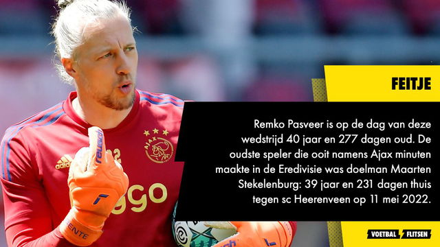 Remko Pasveer oudste ajax-speler die in de eredivisie speelminuten maakte, 40 jaar