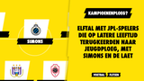 Elftal met JPL-spelers die op latere leeftijd terugkeerden naar jeugdploeg, met Simons en De Laet