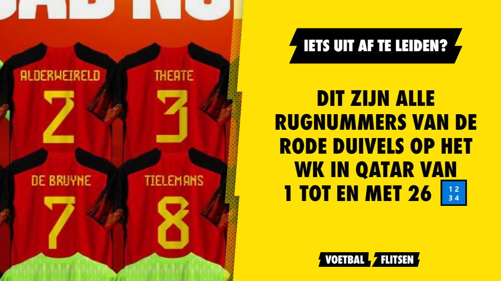 Dit Zijn Alle Rugnummers Van De Rode Duivels Op Het WK In Qatar Van 1 ...