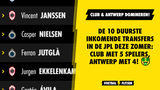 De 10 duurste inkomende transfers in de JPL deze zomer: Club met 5 spelers, Antwerp met 4!
