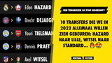 10 transfers die we in 2023 allemaal willen zien gebeuren: Hazard naar Lille, Witsel naar Standard...