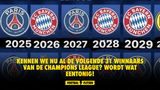 Kennen we nu al de volgende 31 winnaars van de Champions League? Wordt wat eentonig!