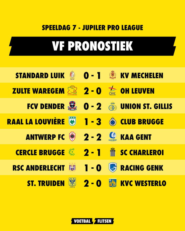 Voetbalflitsen pronostiek: Speeldag 7 in de Jupiler Pro League