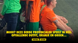 Mooi? Deze Derde Provincialer speelt in héél opvallende outfit, oranje en groen...