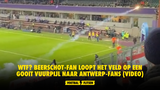 WTF? Beerschot-fan loopt het veld op en gooit vuurpijl naar Antwerp-fans (VIDEO)