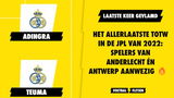 Het allerlaatste TOTW in de JPL van 2022: spelers van Anderlecht én Antwerp aanwezig