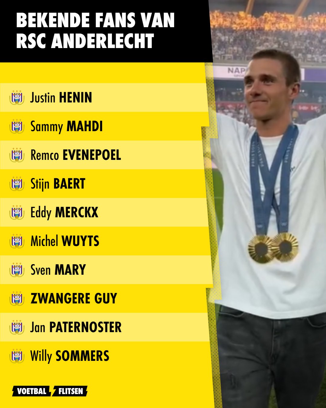 Deze 10 BV's supporteren voor Anderlecht