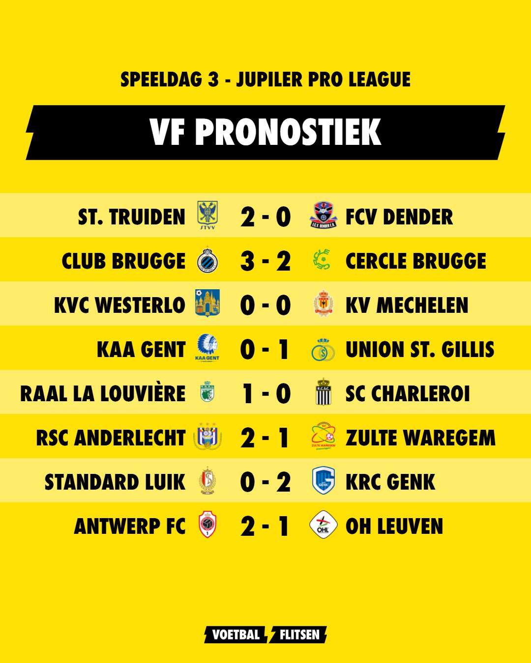 Voetbalflitsen pronostiek: Speeldag 1 in de Jupiler Pro League