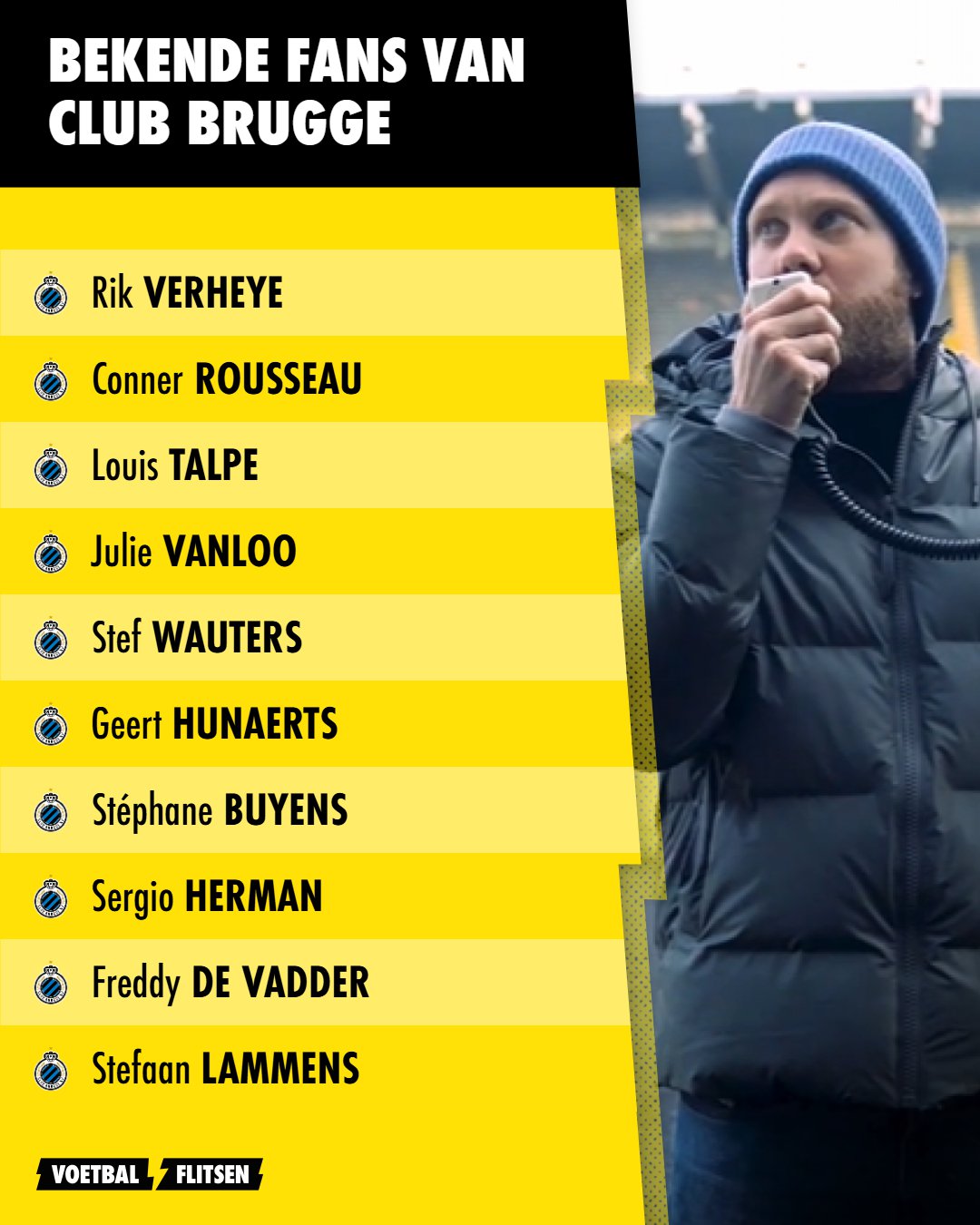 Deze 10 BV's supporteren voor Club Brugge