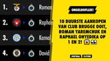 GEK! 10 duurste aankopen van Club Brugge ooit, Roman Yaremchuk en Raphael Onyedika op 1 en 2!