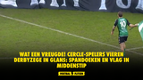 Wat een vreugde! Cercle-spelers vieren derbyzege in glans: spandoeken en vlag in middenstip