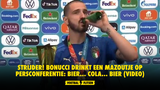 Strijder! Bonucci drinkt een mazoutje op persconferentie: bier... cola... bier (VIDEO)